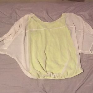 Chiffon white & green business short sleeve shirt